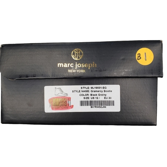 Marc Joseph | NIB Gramercy Black Grainy Leather Preppy High Top Booties Boy's 12 - Picture 3 of 14
